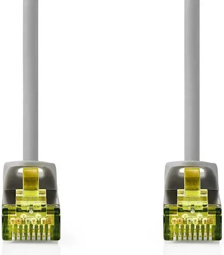 CAT7-Netzwerkkabel | S/FTP | RJ45-Stecker | RJ45-Stecker | 0,25m | Hakenlos | Rund | LSZH | Grau | Etikett
