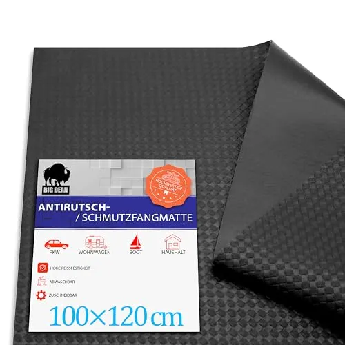 BigDean wasserdichte Antirutschmatte Auto 120x100cm universell zuschneidbar – rutschfeste Kofferraum Schutzmatte