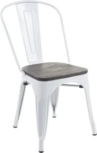 CHEFGASTRO Stuhl mit Holz-Sitzfläche, stapelbar, 85x45x52cm, Weiß