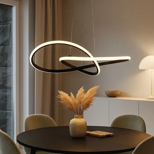 Moderne LED Hängeleuchte in Schwarz, 20W 2540lm - Hängeleuchte für Esszimmer und Wohnräume, beeindruckendes Design aus Aluminium und Kunststoff, schafft eine gemütliche Atmosphäre mit warmweißem Licht.