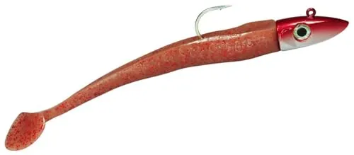 Hogy 20cm Gummifisch Amberfarben, Köder für Dorsch, Heilbutt & Seelachs, Meeresköder für Norwegen, Island, Dänemark, Ostsee, Gewicht: 75g Jigkopf / 100g gesamt, Fischangel, 1 Stück