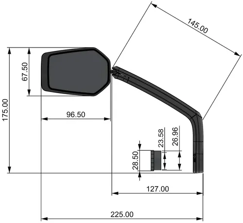 CONTEC E-View Evo GL Fahrrad-Rückspiegel - Fahrradspiegel mit Dazz-Technologie für 75% reduzierte Leuchtreflexion, optimale Sicht auf den Verkehr, flexibel einstellbar und stilvolles mattschwarzes Design.