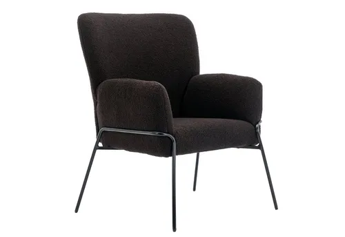 SVITA Loungesessel FREIA - Stylischer Loungestuhl mit Metallbeinen und weichem Teddyboucle in Schwarz, ideal für entspannte Stunden im Wohnzimmer oder Büro.