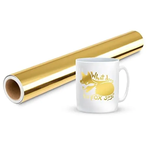 Prime Vinyl Permanente Metallisch Vinylfolie Plotter -30,5cmx305cm- Plotterfolie Chrom Gold Vinyl Rollen, Permanente Selbstklebende Vinylfolie für Schneidemaschine und Anderen Bastelschneidern