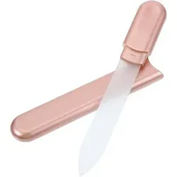 Kristall Glasnagelfeile Roségold mit Etui Doppelseitig Geätzt