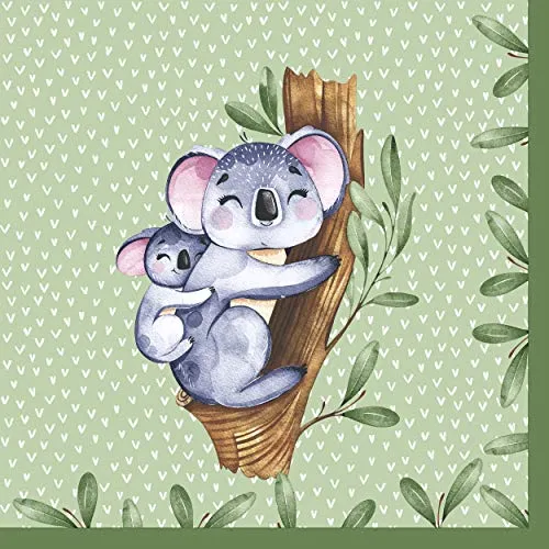 Paper+Design 20 Stück 33 cm Lunchservietten Koalas im tropischen Wald, 3-lagig, gemustert, Papier