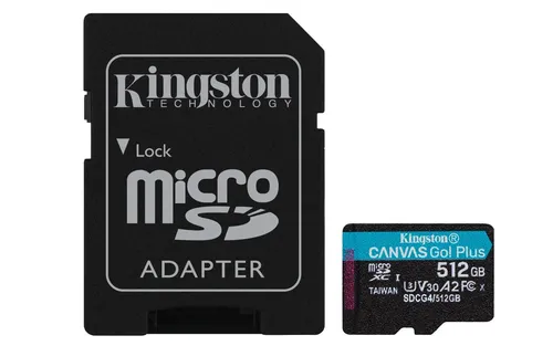 Kingston Canvas Go! Plus microSD - 512GB mit 200MB/s - Speicherkarten für schnelle Datenübertragung, 512GB Kapazität, ideal für 4K-Videos und Apps mit UHS-I und A2 Leistung.