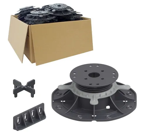 Trevendo Universal Stelzlager Sparpaket (25-St) - Außenanbau mit 25 höhenverstellbaren Stelzlagern (45-70 mm), robust und langlebig, tragfähig bis zu 400 kg, ideal für Terrassenprojekte.