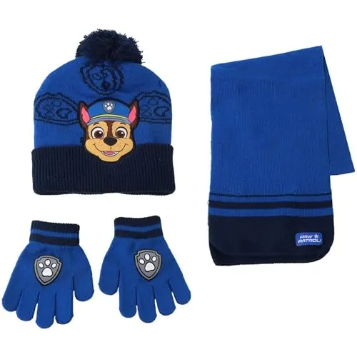 CERDÁ LIFE'S LITTLE MOMENTS Paw Patrol Winterset - Mütze, Schal & Handschuhe für Jungen, aus hochwertigem Acryl, warm und weich, ideal für kalte Tage und Abenteuer im Freien.