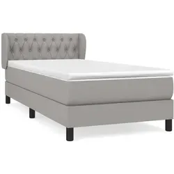 vidaXL Boxspringbett mit Matratze 90x190 cm - Hellgrau - Schickes Boxspringbett für maximalen Schlafkomfort! Mit höhenverstellbarem Kopfteil und mittelharte Matratze ideal für Rücken- und Bauchschläfer. Strapazierfähiger, atmungsaktiver Stoff sorgt für Langlebigkeit.