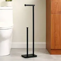 Toilettenpapierhalter SUS304 Edelstahl Schwarz, freistehend - Stylischer Toilettenpapierhalter aus rostfreiem SUS304 Edelstahl in Schwarz. Ideal für Bad und Küche, mit Platz für eine Rolle und drei Ersatzrollen. Robuste Basis für sicheren Stand, perfekt für feuchte Umgebungen.