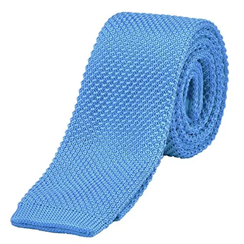 DonDon schmale Strickkrawatte Krawatte Herren retro 5 cm - hellblau