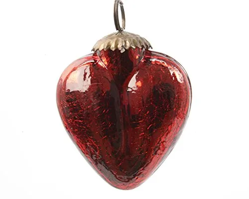 Kaemingk Craquele Herz rot - Christbaumschmuck in stilvollem Craquele-Design, verleiht Ihrem Weihnachtsbaum einen eleganten und festlichen Look.