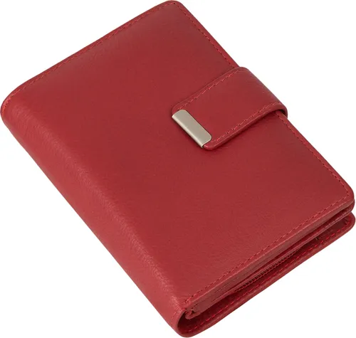 RFID Damen Geldbörse aus echtem Leder in Rot - Elegante Echtleder Damenbörse im Querformat mit RFID-Schutz. Schützt Ihre Karten vor unbefugtem Zugriff und bietet viel Stauraum für Geldscheine und Ausweise.