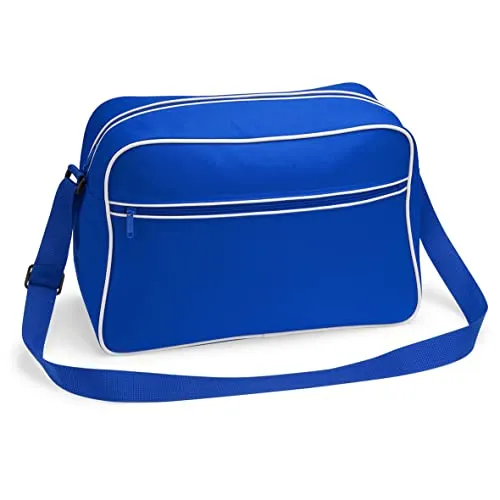 BagBase Retro Shoulder Bag, Bright Royal / White, ca. 40 x 28 x 18 cm