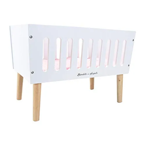 Bandits & Angels Holzpuppenbett Sweet Dreams weiß – Puppenbett aus Holz – geeignet für Puppen bis 46 cm – inklusive Decke – Puppenbett – Puppenmöbel