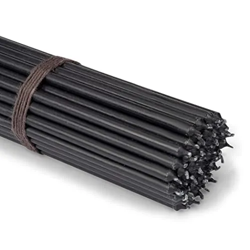 NKlaus - 50x Stabkerzen schwarz Tropffrei L 24cm Ritualkerze Premiumwachs Paraffin 36128