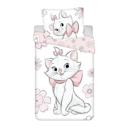 Disney Marie Aristocats Bettwäsche Set 135x200 cm - Bettwäsche-Set für Kinder mit süßem Marie-Design, 100% Baumwolle für atmungsaktiven Komfort. Wendbar und pflegeleicht, perfekt für ein zauberhaftes Disney-Zimmer.