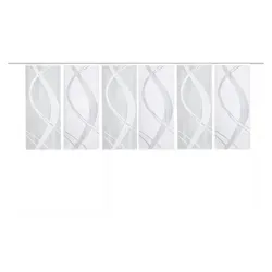 6-teiliges Schiebevorhang-Set TIBASO - transparent-weiß - Gardinen & Vorhänge: 6 Schiebevorhänge im Set, 3 halbtransparent und 3 blickdicht, ideal für flexiblen Lichtschutz und Sichtschutz in jedem Raum.