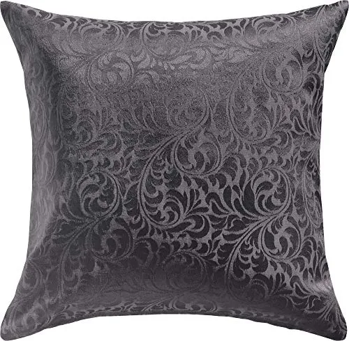 Erwin Müller Deko-Kissenhülle, Kissenbezug Uni, Serie Hamm anthrazit Größe 40x40 cm - mit eingewebten Ranken und Fleckschutz ausgerüstet