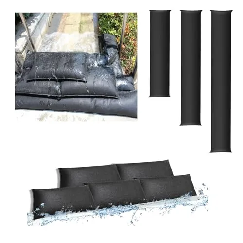 Estresen 4 Stück 150×20cm Sandsäcke hochwasser Wasseraktivierte Hochwassersperren für Haustüren Hochwasserschutz bei türen für Garagen und Keller