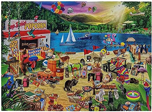 Puzzle 1000 Teile Holiday Camp 69x51 cm Strand Ferien Badesee Sommer Urlaub Gehirntraining