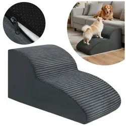 Domarex DOGGURU Gray Hundetreppe 2 Stufen – Rutschfeste Rampe für kleine Hunde & Katzen