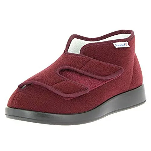Varomed Genua Hausschuhe - Unisex, Rot (bordo 03), EU 38 - Bequeme Gesundheits-Hausschuhe mit Klettverschluss für extrabreite Füße, ideal für Zuhause und bei Beschwerden. Synthetisches Obermaterial und rutschfeste Gummisohle bieten optimalen Komfort.