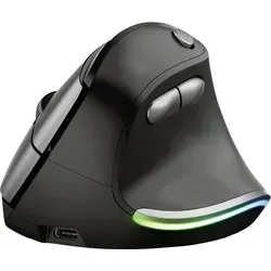 Trust 24110 Bayo Wireless Rechargeable Ergonomic Mouse schwarz/grau - Ergonomische kabellose Maus mit 2400dpi, wiederaufladbar und ideal für komfortables Arbeiten den ganzen Tag.