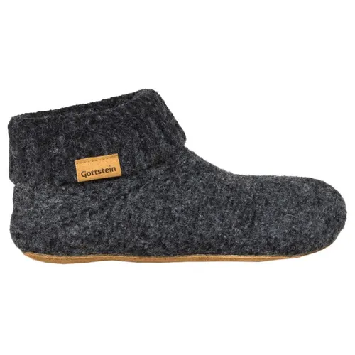 Gottstein Knit Boot Uni Hausschuhe, Größe: 41 EU - Hausschuhe aus reiner Schurwolle, wärmend im Sommer und kühlend im Winter, mit hochwertiger Rindsledersohle und innovativem 3D-Strickverfahren für höchsten Tragekomfort.