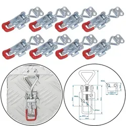 Spannverschluss für Kisten & Anhängerzubehör – Verstellbar 115-125mm, verzinktem Stahl, silber-rot, 120 Gramm pro Stück 8 x