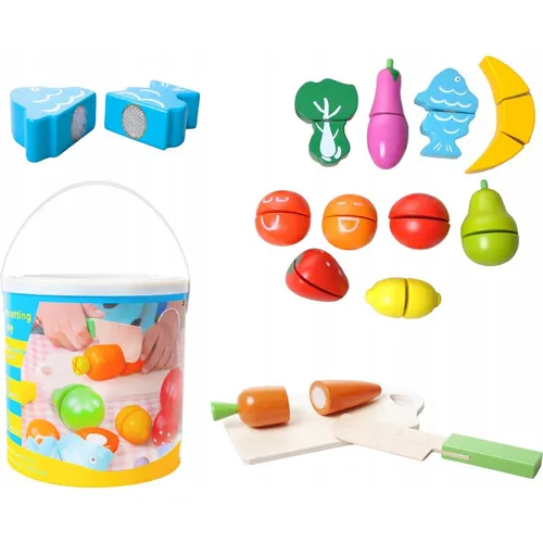 ISO TRADE Küchenspielzeug Schneiden Lebensmittel Obst Gemüse mit Klett-Verbindung 12535 - Haushaltsspielzeug, fördert die Kreativität und motorischen Fähigkeiten von Kindern durch realistische Schneidefunktion mit Klett-Verbindung.