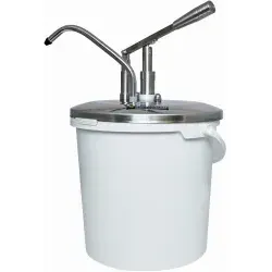 Schneider Hebeldosierspender für 10 Liter Eimer - Sonstige Gastronomieartikel mit Hebelbedienung, schwenkbarem Auslauf und einstellbarer Dosierung (40 ml) - ideal für präzises Dosieren in der Gastronomie.