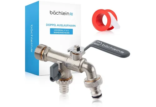 Bächlein Auslaufventil Doppel-Wasserhahn für den Garten