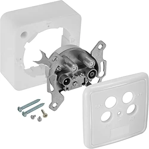 Poppstar 1x SAT Dose (4-Loch Antennendose), Enddose für SAT, TV und Kabel Anschluss (digital/analog), Aufputz/Unterputz geeignet