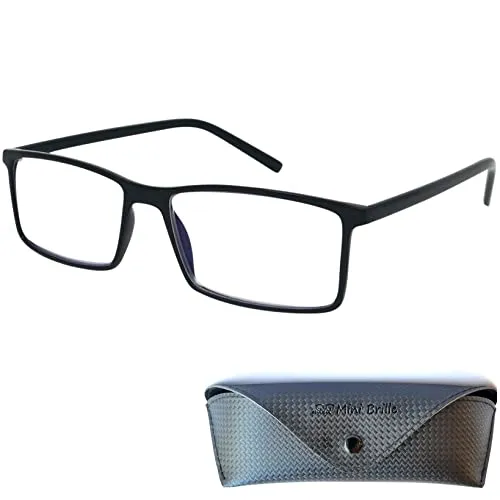 Mini Brille Rechteckige Lesebrille mit großen Gläsern in schwarz von Mini Brille