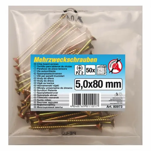Mehrzweckschrauben 5,0 x 80 mm, 50 Stück