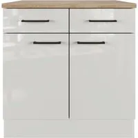 Flex Well Unterschrank Lund mit Schublade und Drehtür - Küchenschrank in Grau, 80 x 60 x 85 cm, bietet praktischen Stauraum und eine elegante Lösung für Ihre Küche.