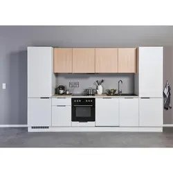 Mid.you Küchenleerblock in Weiß mit Eiche und Metall - Küchenleerblock von Mid.you, 340 cm lang, seitenverkehrt montierbar und mit höhenverstellbaren Füßen für individuelle Anpassung. Ideal für Ihre Küchenzeile.
