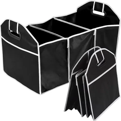 KRUMAD Kofferraum Organizer Faltbar, Stabiler Auto Organizer für Kofferraum, Camping Zubehör & Einkauf, Leichte Aufbewahrungsbox mit Griffen, Schwarz, 32 x 31,5 x 54 cm