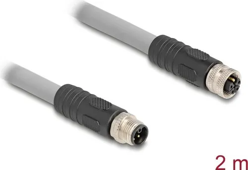 Delock Sensorverlängerungskabel M12 2m - Sonstige Kabel & Adapter - Abgeschirmtes 2m M12 Sensorverlängerungskabel für zuverlässige Signalübertragung, ideal für industrielle Anwendungen.