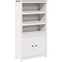 vidaXL Highboard Weiß 80x35x154 cm – Massivholz Kiefer - Kommode aus massivem Kiefernholz mit 3 offenen Fächern und 2 Türen für viel Stauraum. Ideal zur Organisation und Dekoration deines Wohnraums.