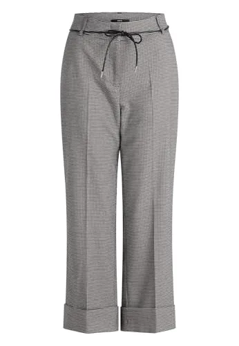 zero Damen Hose kariert mit Umschlag 34, BeigeBrown - Figurbetonte Damen-Hose im lässigen Karo-Stil, inklusive Gürtel, perfekt für modische Outfits.