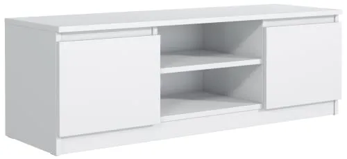 meble masztalerz TV Schrank Weiss Matt mit 2 Ablagen und 2 Türen, 140 cm, Lowboard, Stehender RTV Schrank, Wohnzimmer Möbel
