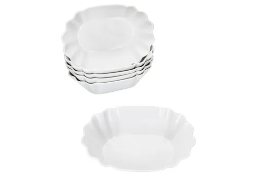 MamboCat Servierschale 6x Fritta Pommesschale oval Currywurst-Schale Servier-Teller Porzellan, Porzellan