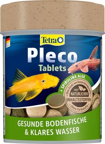 Tetra Pleco Tablets - Nährstoffreiches Fischfutter für pflanzenfressende Bodenfische, mit Spirulina für Gesundheit und Vitalität, 275 Tabletten