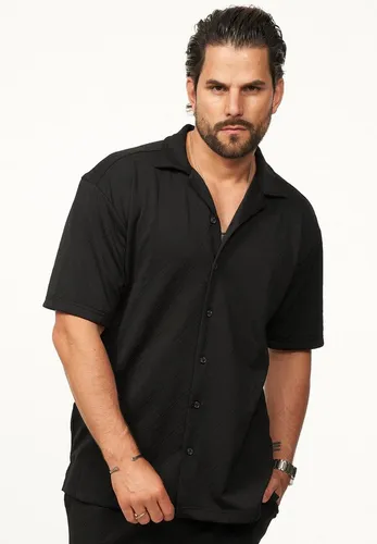 behype. Herren Kurzarm Feinstrick Overshirt CR_9272-Black-L von Carisma