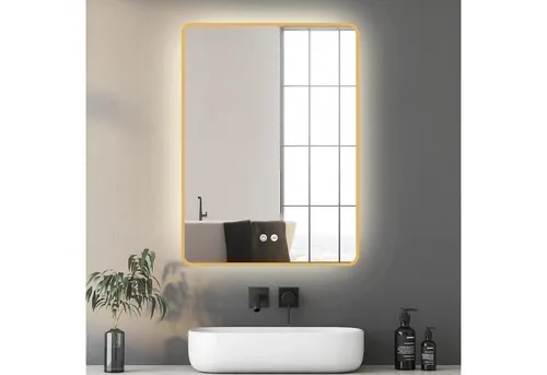 HOKO Badspiegel mit Antibeschlag und Beleuchtung, Touch-Schalter, schwarz 50x70 cm - Eleganter Wandspiegel für das Badezimmer mit Antibeschlag-Funktion und integrierter Beleuchtung. Perfekt für eine klare Sicht und stilvolle Akzente in Ihrem Bad.