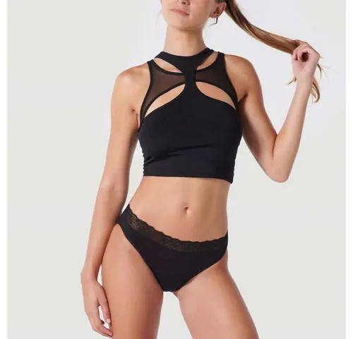 siegmund care Slip mit Spitze um Bund - CareWear - Besser als Periodenwäsche (1-St) schwarz XL - Eleganter Slip in Schwarz mit Spitze, ideal für den täglichen Komfort. Maschinenwaschbar und pflegeleicht, bietet er eine hohe Saugstärke für zuverlässigen Schutz.