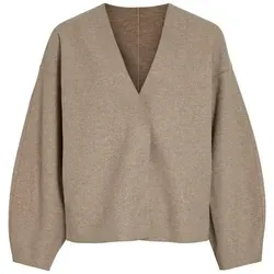 Vila Strickjacke VIJUICE - Elegante Melange Optik - Funktionsjacken in dunkelbeige mit lockerer Passform und langen Ärmeln. Ideal für stilvolle Outfits, bequem und vielseitig kombinierbar.